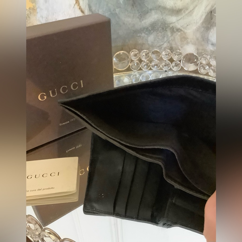 🔥GUCCI🔥 Micro Guccissima GG Black Leather Bi-Fold Wallet - Picture 5 of 14